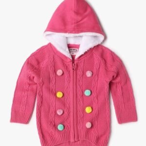 INF FRENDZ Girls Cable-Knit Button-Down Hooded Cardigan