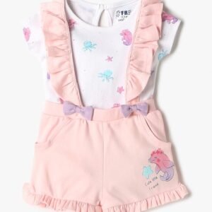 INF FRENDZ Printed Dungaree and T-Shirt Set