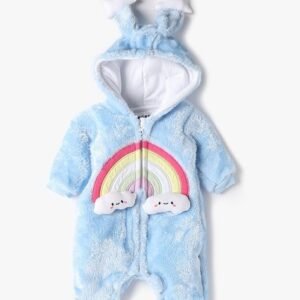 INF FRENDZ - Girls Embroidered Fur Hooded Romper