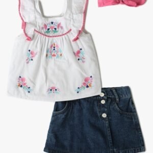 INF FRENDZ Embroidered Top Skorts & Headband Set