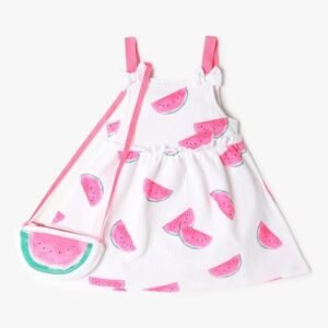 INF FRENDZ Printed Fit & Flare Dress with Sling Bag