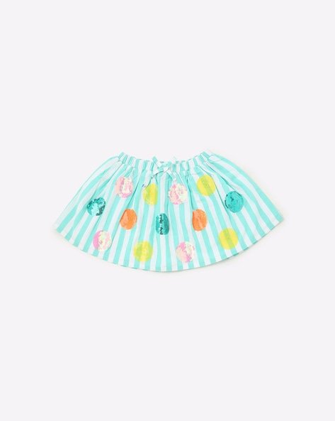 INF FRENDZ Striped A-line Skirt with Embellishments
