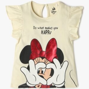 INF FRENDZ Girls Mickey Mouse Print Round-Neck T-Shirt