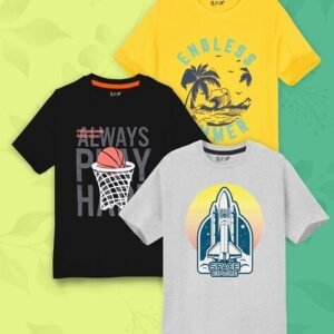 J & JP Pack of 3 Typographic Print Round-Neck T-Shirts