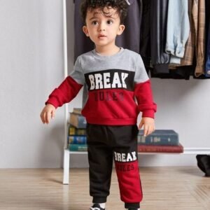 J & JP Boys Typographic Print Sweatshirt & Pants Set