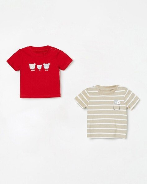 Juniors by Lifestyle Boys Pack of 2 Printed Regular Fit Crew-Neck T-Shirts