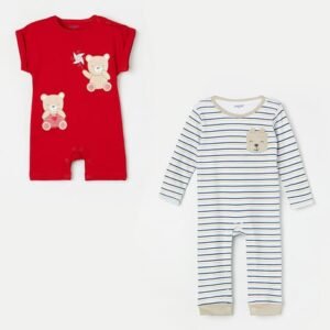 Juniors by Lifestyle - Pack Of 2 Graphic Print Rompers with Round Neck