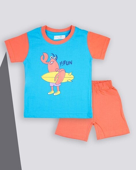 KIDLYBOO Graphic Print T-Shirt & Shorts Set