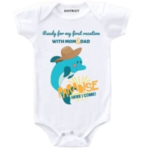 KNITROOT - Typographic Print Round-Neck Romper