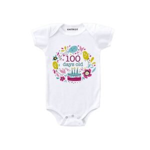 KNITROOT - Typographic Print Round-Neck Romper