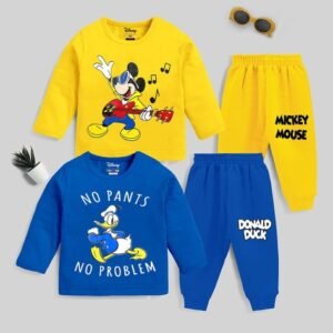 Kuchipoo Pack of 2 Mickey Mouse Print T-Shirts & Trousers Set