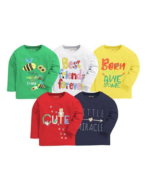 Kuchipoo Pack of 5  Printed Round-Neck T-shirts