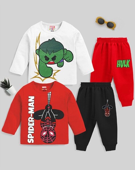 Kuchipoo Boys Pack of 2 Printed T-Shirts & Joggers Set