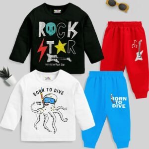Kuchipoo Boys Pack of 4 Typographic Print Suit Set