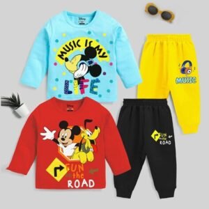 Kuchipoo Pack of 2 Boys Cartoon Print Pants & T-Shirt Set