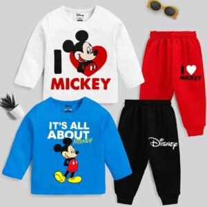 Kuchipoo Pack of 2 Boys Mickey Mouse Print T-Shirt & Pants Sets