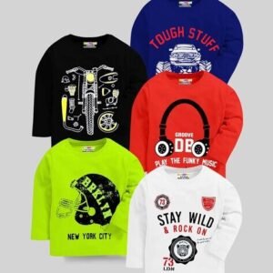 Kuchipoo Pack of 5 Printed Round-Neck T-Shirts