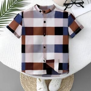labhkala Boys Checked Regular Fit Shirt with Short Sleeves