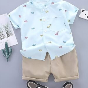 labhkala Boys Printed Shirt & Shorts Set
