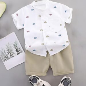 labhkala Boys Printed Shirt & Shorts Set