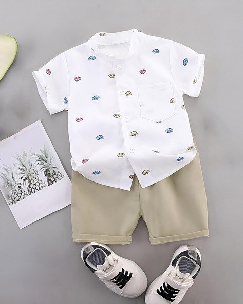 labhkala Boys Printed Shirt & Shorts Set