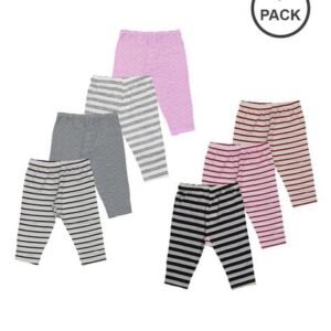 Lenam Pack of 7 Striped Leggings with Elasticated Waist