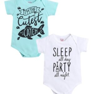 LITTLE ANGELS - Pack of 2 Typographic Print Round-Neck Rompers