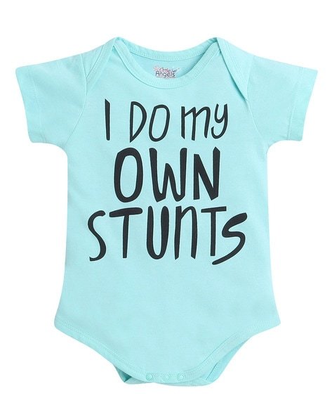 LITTLE ANGELS - Typographic Print Onesie with Snap Button
