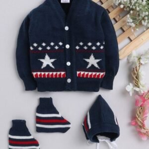 LITTLE ANGELS Graphic Knitted Sweater with Cap & Socks