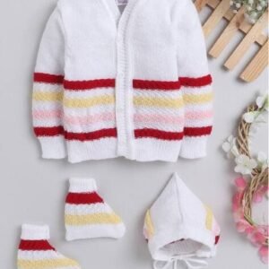 LITTLE ANGELS Colorblock Cardigan with Cap & Socks
