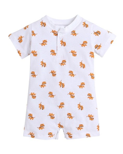 LITTLE ANGELS - Tiger Print Round-Neck Romper