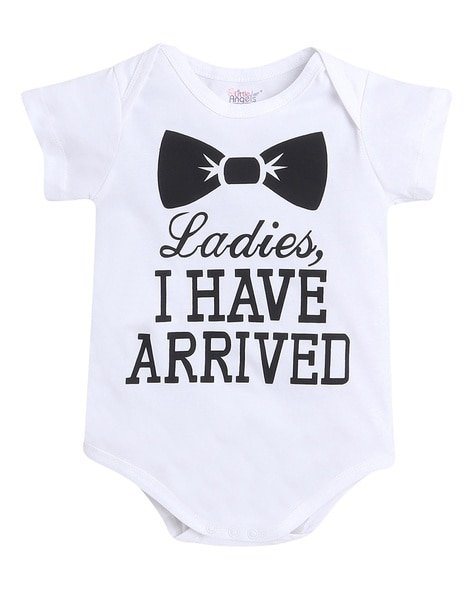 LITTLE ANGELS - Typographic Print Onesie with Snap Button