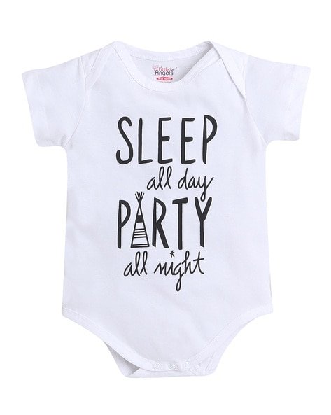 LITTLE ANGELS - Typographic Print Onesie with Snap Button