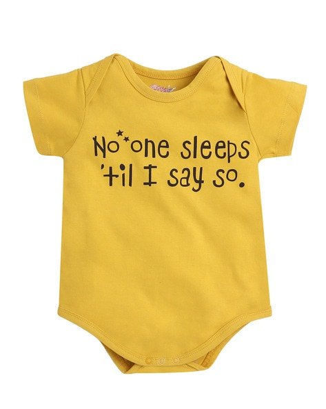 LITTLE ANGELS - Typographic Print Onesie with Snap Button