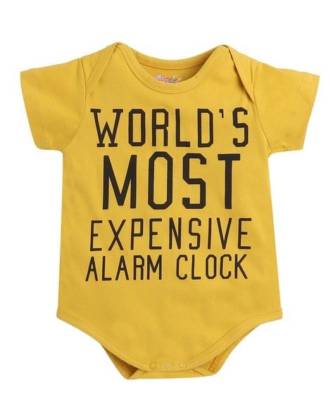 LITTLE ANGELS - Typographic Print Onesie with Snap Button