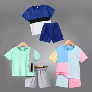 Lofn Boys Pack of 3 Colourblock T-Shirts with Shorts