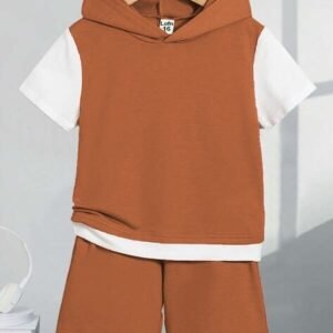 Lofn Boys Colourblock Hooded T-Shirt & Shorts Set