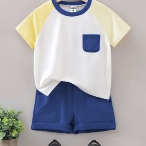 Lofn Boys Colourblock Round-Neck T-Shirt & Shorts Set