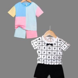 Lofn Boys Pack of 2 Printed T-Shirt & Shorts Set