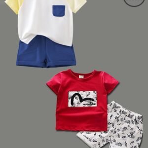 Lofn Men Pack of 2 Printed T-Shirts & Shorts Set