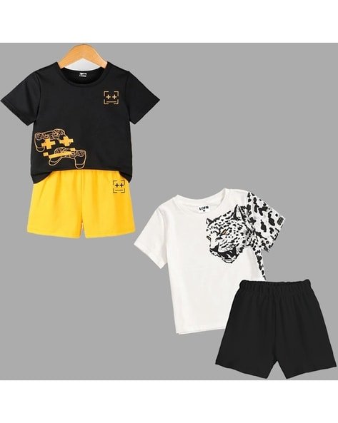 Lofn Pack of 2 Graphic Print T-Shirts & Shorts Set