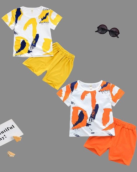 Lofn Pack of 2 Graphic Print T-Shirts & Shorts Set