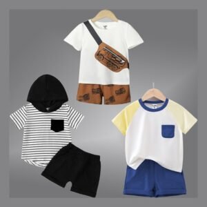 Lofn Pack of 3 Boy Graphic Print T-Shirts & Shorts