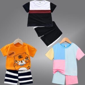Lofn Pack Of 3 Graphic Print T-Shirt & Shorts Set