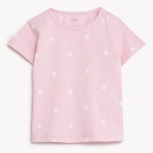 Marks & Spencer Polka-Dots Cotton Crew-Neck T-Shirt