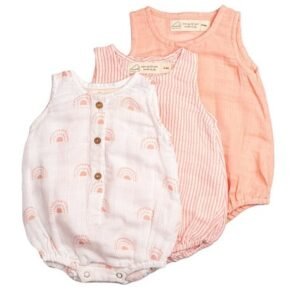 Masilo - Pack of 3 Organic Cotton Muslin Rompers