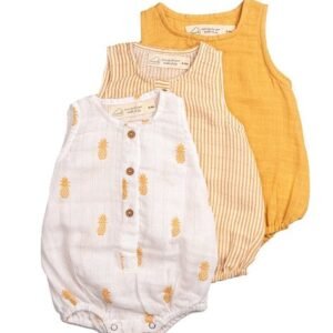 Masilo - Pack of 3 Organic Cotton Muslin Rompers