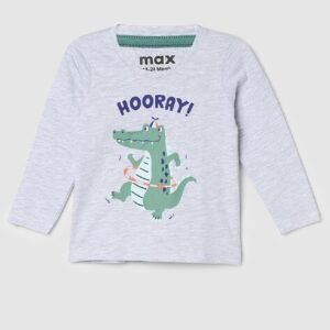 MAX Boys Typographic Print Round-Neck T-Shirt