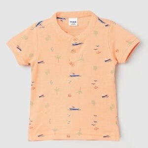 MAX Boys Printed Regular Fit Henley T-Shirt
