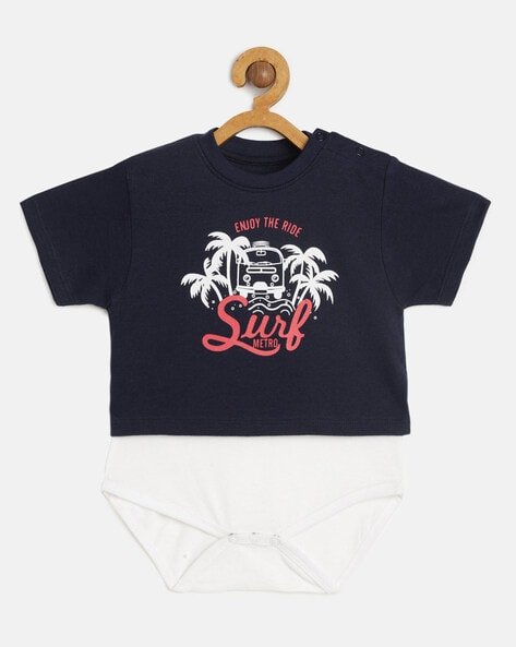 METRO KIDS COMPANY - Graphic Print Rompers with Short Sleeves